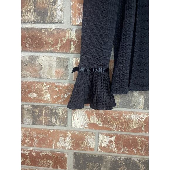 Vintage Black Open Front Sheer Cardigan Size 18W Flounce Sleeve Femme Whimsigoth - Picture 3 of 5